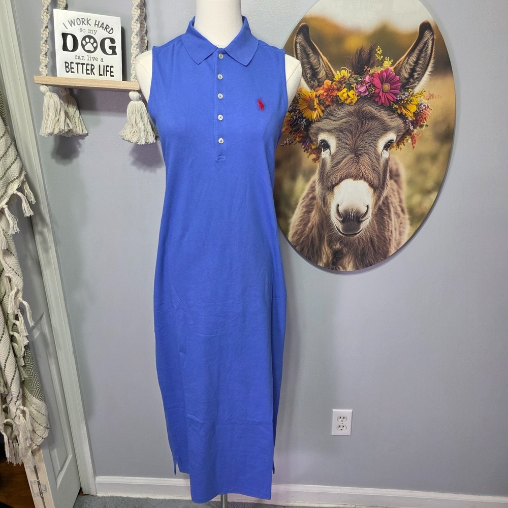 Ralph Lauren Stretch Sleeveless Polo Dress Size S Pony Logo Summer Cottage